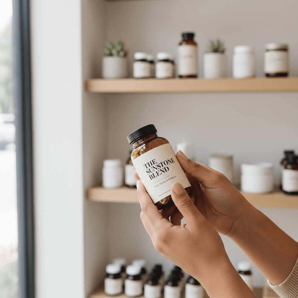 Visium Pro supplement bottle held in natural light