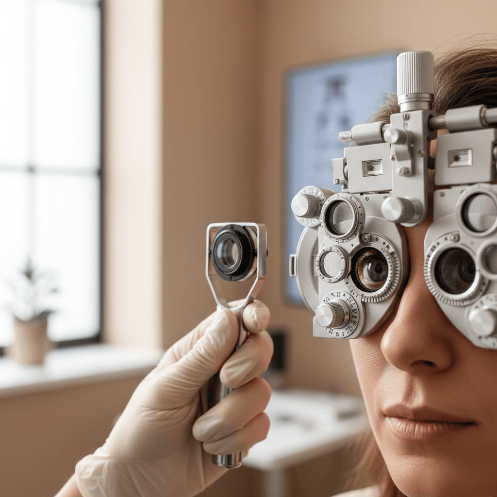 Professional vision wellness consultation with eye health assessment